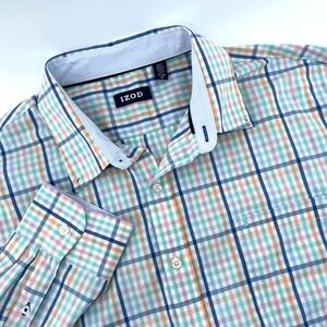 IZOD XL Mens Long Sleeve Button Down Shirt Plaid Checkered Casual